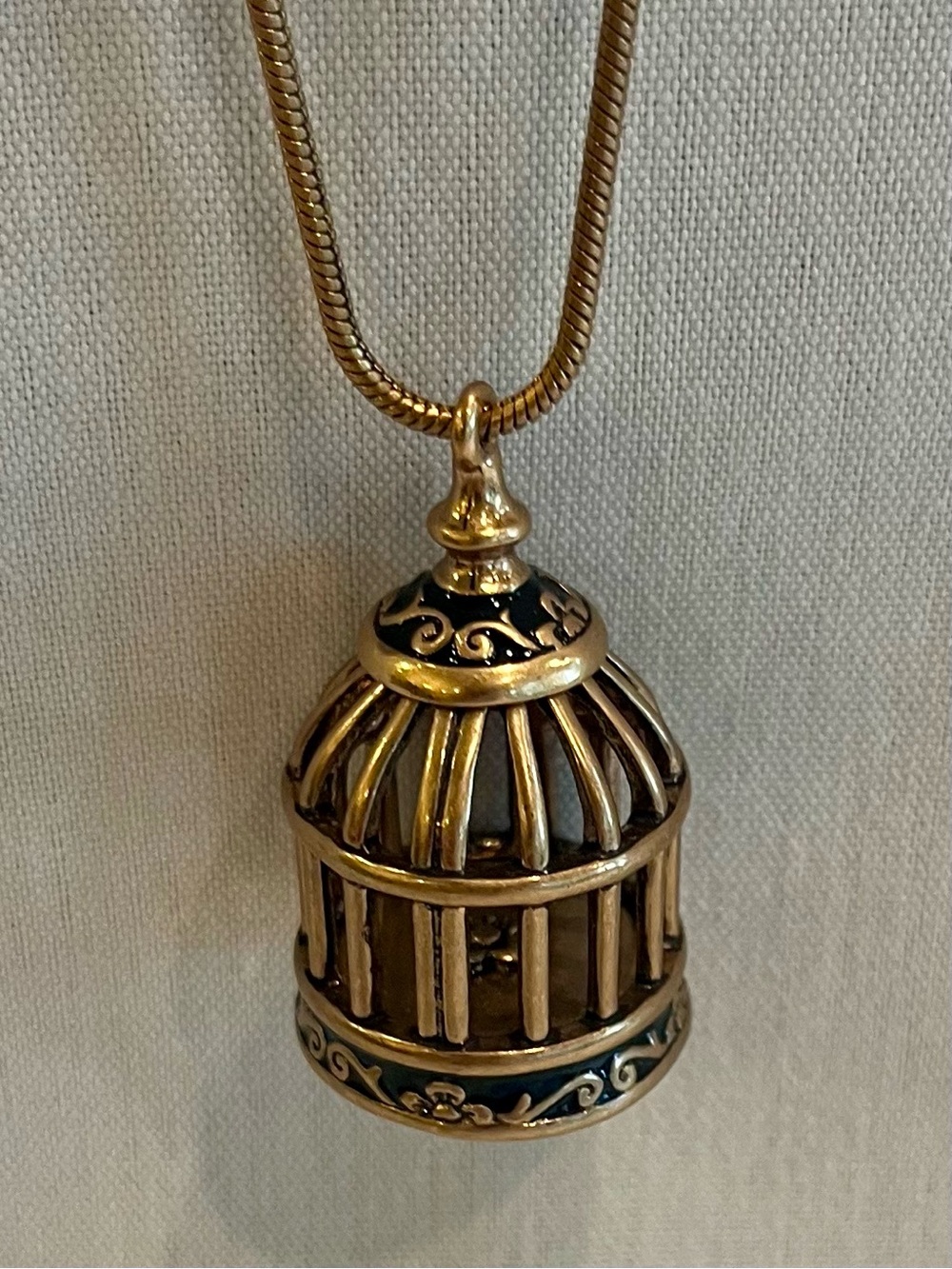 Gold Birdcage Pendant Long Necklace - Women Jewelry